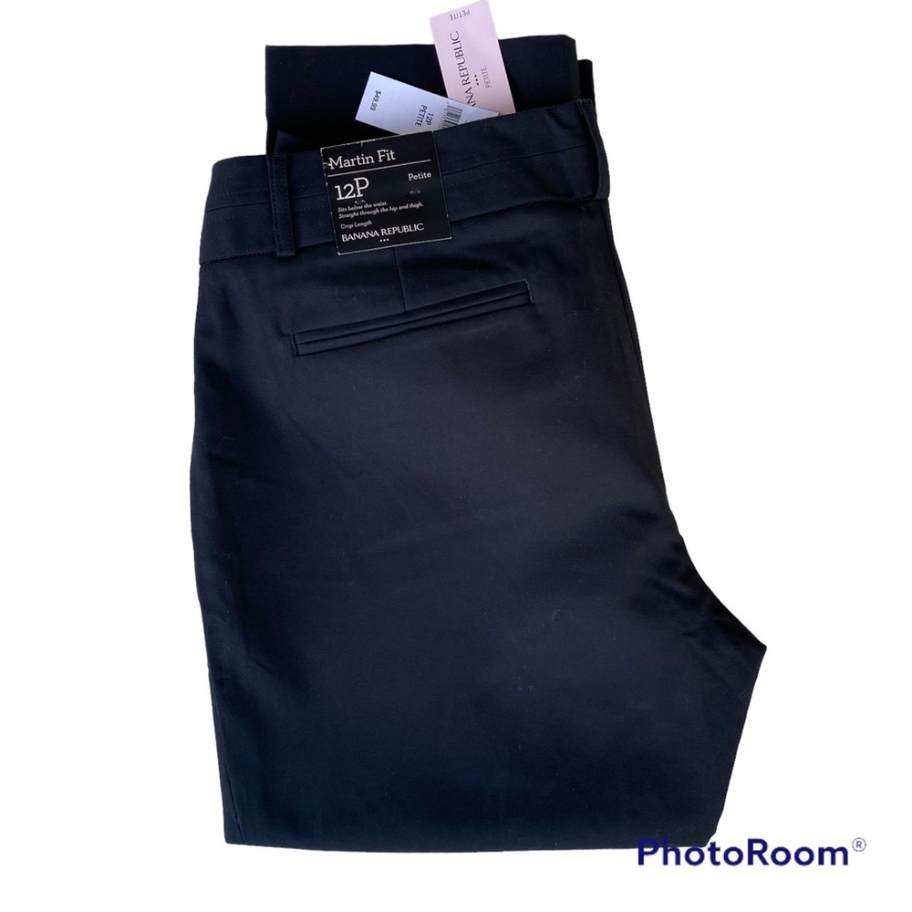 Banana Republic Cotton Stretch Crop Pants Black Martin Fit Size 12 Petite